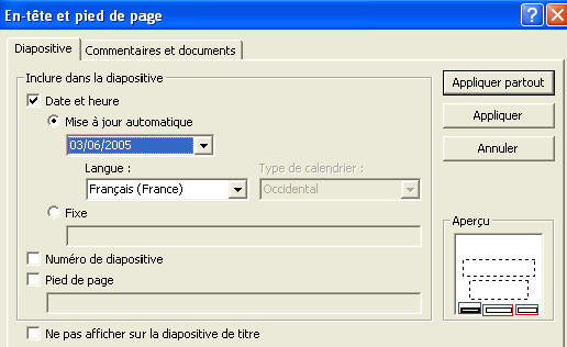 comment modifier bas de page powerpoint