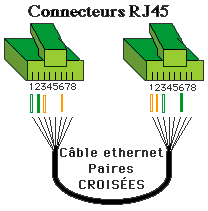 Câble RJ45 croisé (10 base T et 100 base T)